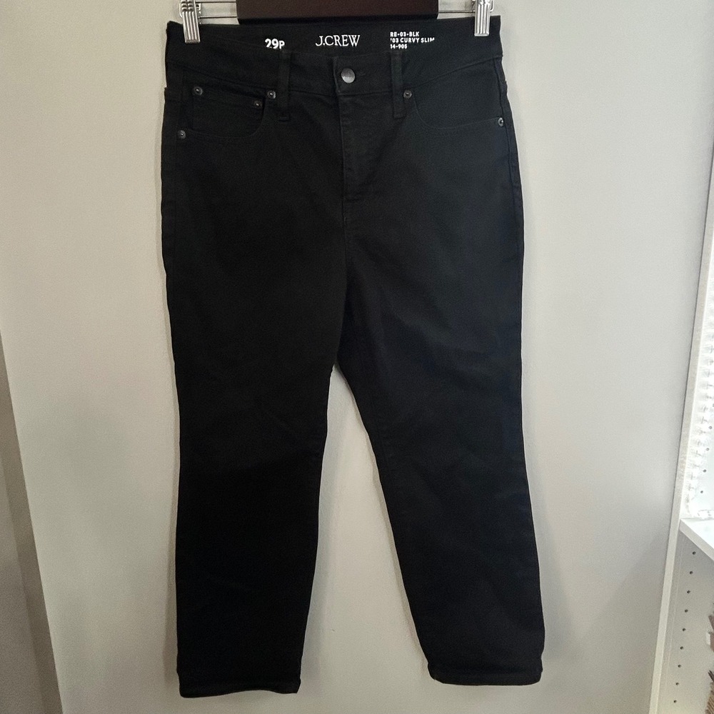 J.Crew‎ Black Curvy Slim High Rise Womens Jeans Size 29P Pants Denim